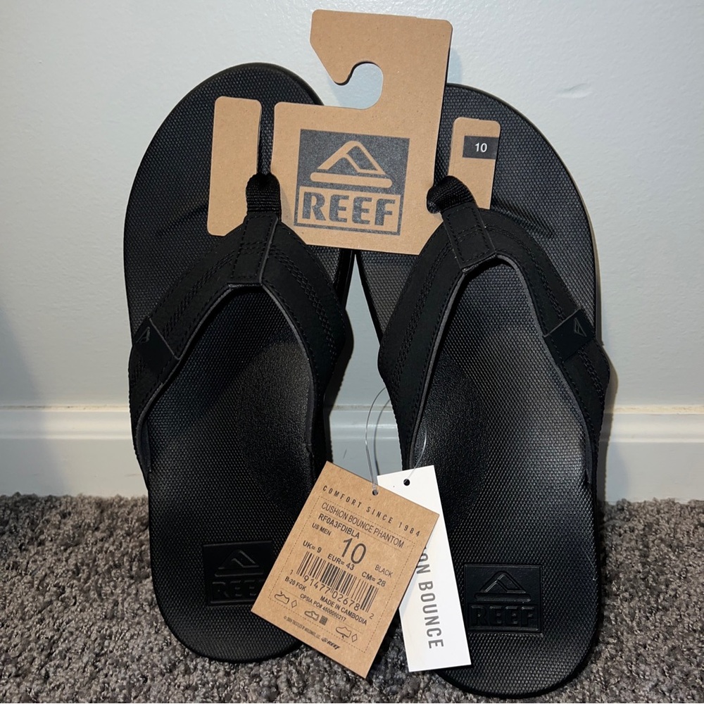 Reef Men's Cushion Phantom Flip-Flop Thong Sandals CD4 Black Size 10